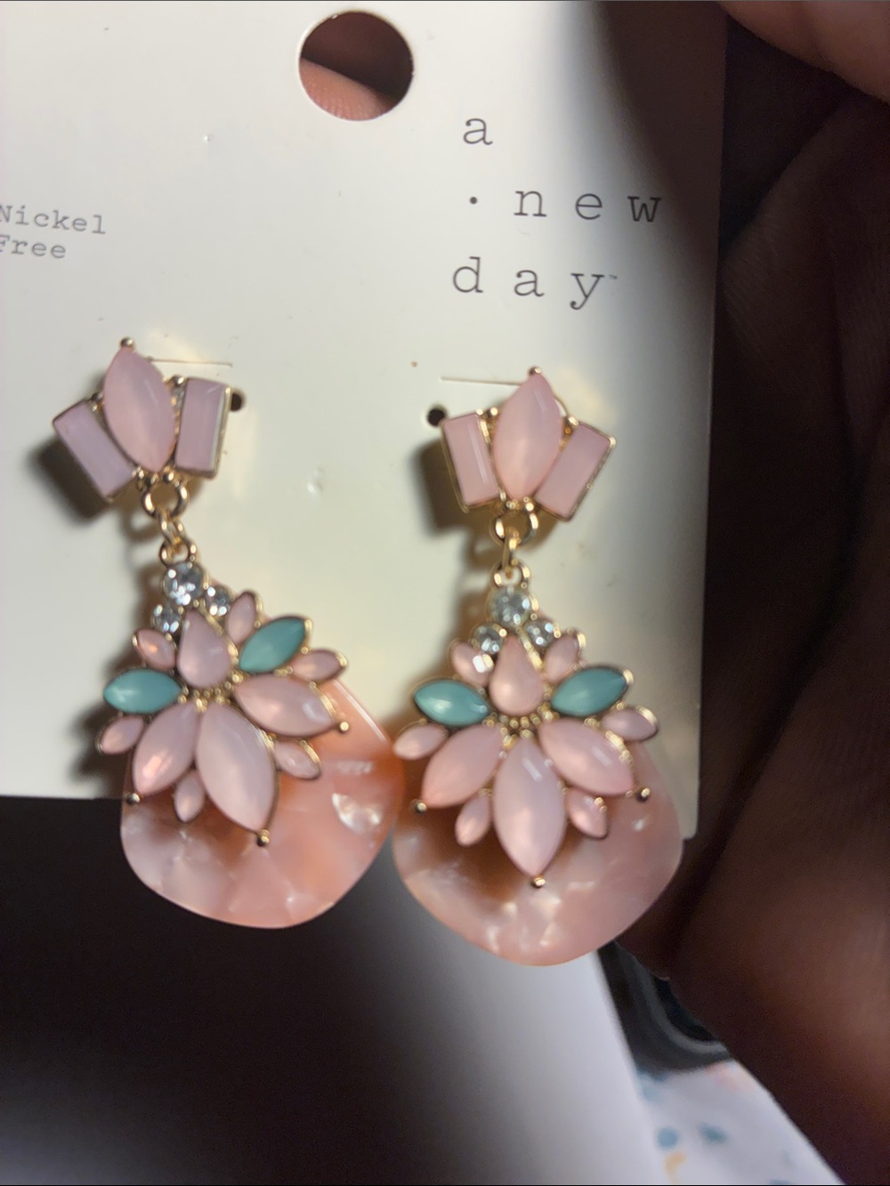Delicate Pink Floral Drop Earrings by